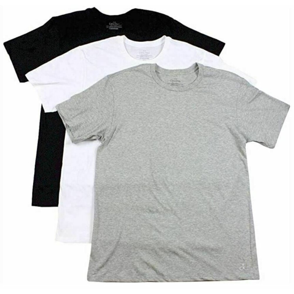 3 Calvin Klein Cotton White Black Gray Crew Neck Basic T Shirts Undershirt M